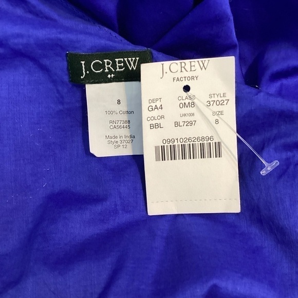 J.Crew Factory One Shoulder Dress Size 8 Blue Cotton - Picture 6 of 6